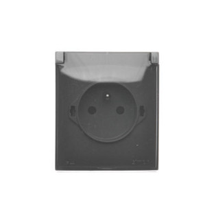  ACGZ1C/16A Jedno zásuvka s krytím IP44 - klapka v transparentnej farbe sivá 16A pružinové svorky