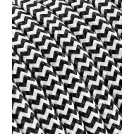 Textilný kábel 2x0,75 bielo-čierny zig-zag TO112 polyester mat. s dvojitou izoláciou  