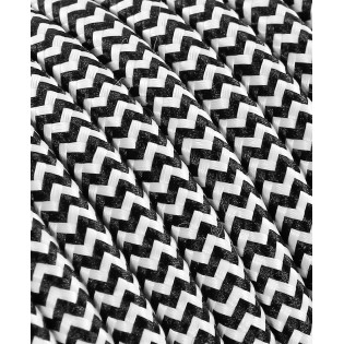 textilný kábel 2x0,75 bielo-čierny zig-zag TO112 polyester mat. s dvojitou izoláciou  