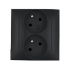  DGZ2TS/49 Dvojitá zásuvka čierna matná s uzemnením s funkciou nemennosti fáz, šikmá (kompletný výrobok) 16A 250V, skrutkové svorky,