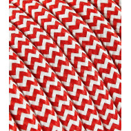Textilný kábel 3x0,75 bielo-červený zig-zag TO107 polyester mat. s dvojitou izoláciou  