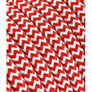Textilný kábel 3x0,75 bielo-červený zig-zag TO107 polyester mat. s dvojitou izoláciou  