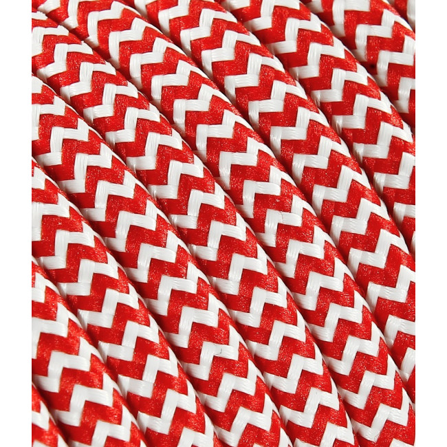 Textilný kábel 3x0,75 bielo-červený zig-zag TO107 polyester mat. s dvojitou izoláciou  