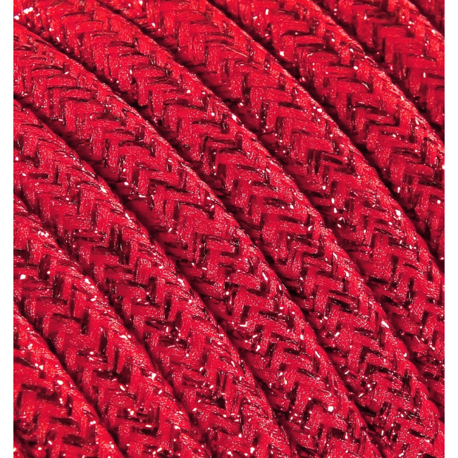 Textilný kábel 3x0,75 červený s trblietkami. TO462 polyester s dvojitou izoláciou  