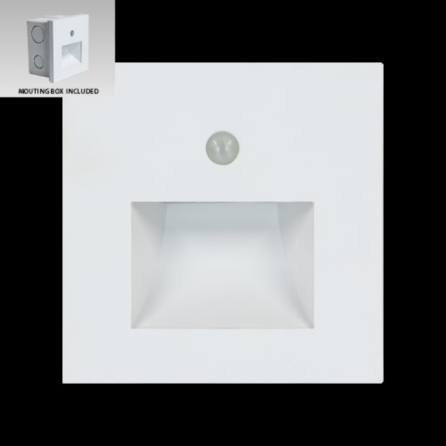 GXLL70414 step light sunny PIR biele schodové svietidlo led 1,5W do múru so štvorcovou krabicou