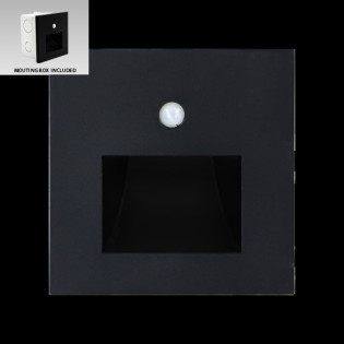 GXLL70418 step light sunny PIR čierne schodové svietidlo led 1,5W do múru so štvorcovou krabicou