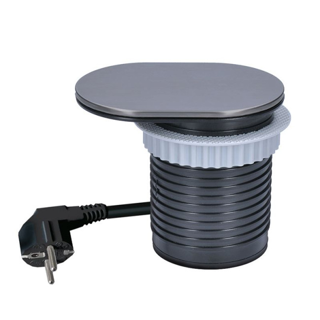 zásuvka 1z + USB A+C 20W PD vstavaná zásuvka s posuvným viečkom, 2m, strieborná PP124C-PD20