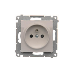 DGZ1CZ.01/11  Jedno zásuvka s uzemnením s clonkami pre rámčeky Nature  a pre rámčeky Premium (prístroj s krytom) 16A 250V, pružinové svorky, biela